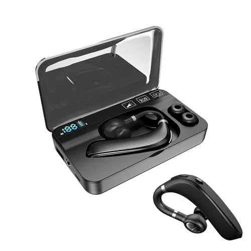 Wireless Single-Ear Bluetooth Headset Handsfree Earpiece with Microphone IP54 Waterproof Hands Free ENC Noise Cancelling In Ear Headphones with Mic for iPhone Android Trucker Driving Office Business