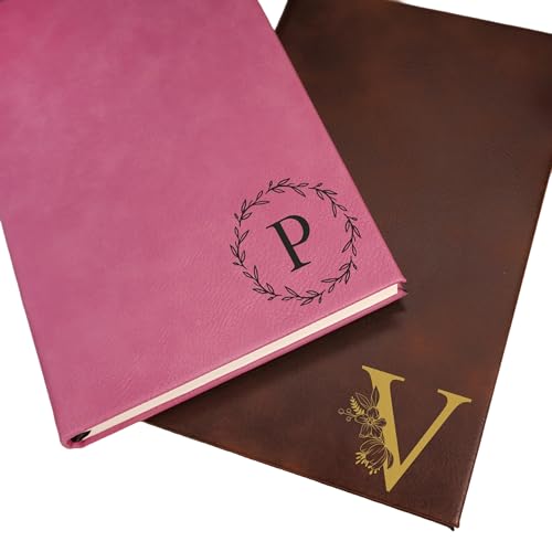 Daphne's Curations Personalized Vegan Leather Journal – Custom Engraved Lined Notebook with Name, Logo, or Monogram – 112 Page Compact Writing Journal for Men & Women – 6' x 8.5'