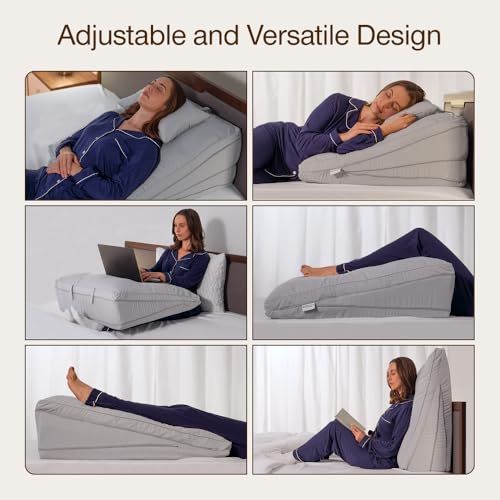 Image of Coop Home Goods Adjustable Wedge Pillow, Ergonomic Memory Foam Pillow for Elevated Leg & Back Support, Pregnancy, Acid Reflux, Sleep Comfort & Recovery, CertiPUR-US & GreenGuard Gold Certified
