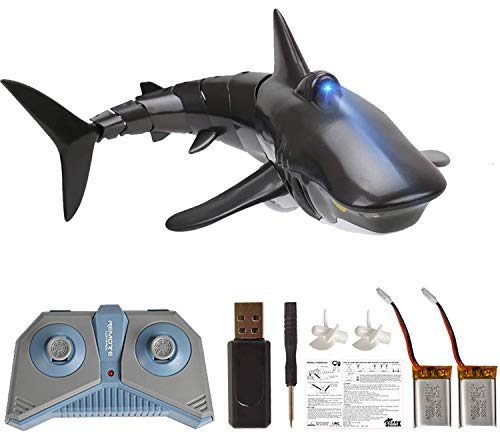 ELVASEN Remote Control Shark Toy for Boys 5-10, RC Shark 1:18 Scale 2.4G High Simulation Toy Shark for Swimming Bathroom Shark Pool Toys ,Remote Control Pool Toys with Light