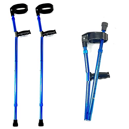 Składana kula ortopedyczna, lekka, aluminiowa, 10-stopniowa, regulowana wysokość, ergonomiczna podpórka na łokieć, uchwyt antypoślizgowy, przenośna pomoc do chodzenia dla osób starszych i dorosłych