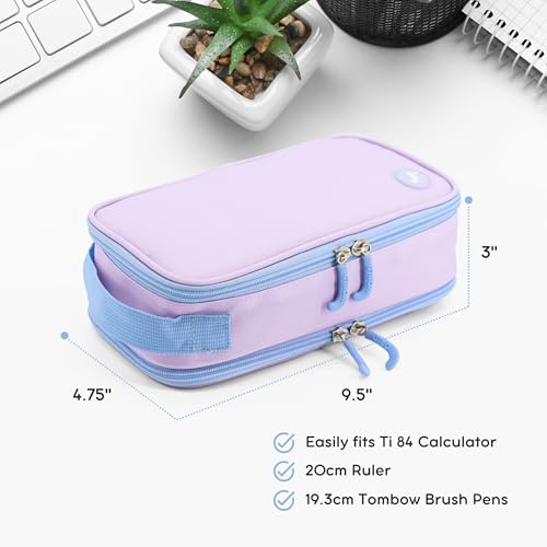 J World New York Doodle Large Capacity Pencil Case. 2 Compartment Pouch Pen Bag for School Teen Girl Boy Women, Purple by J World New York - Used condition - Image 5