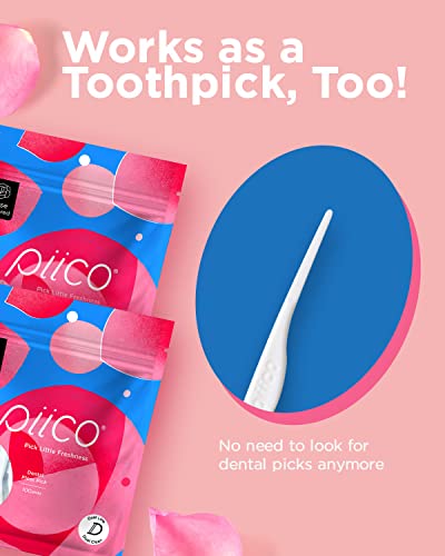 Piico Rose Floss Picks With Xylitol - 100 Unbreakable & Shred-Resistant Flossers For Adults - Resealable Oral Care Pack - Long-Lasting Flavored Dental Floss Picks - Doubles As Portable Dental Picks #TOP5