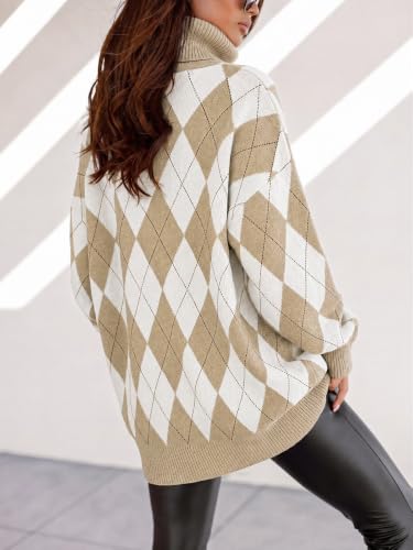 Image of Womens Turtleneck Oversized Sweater Batwing Chunky Pullover Sweater Casual Fall Loose Knit Jumper Top