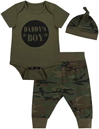 Baby Boys Daddy's Best Buddy 3PCS Outfit Set Romper Camouflage Pants with Hat