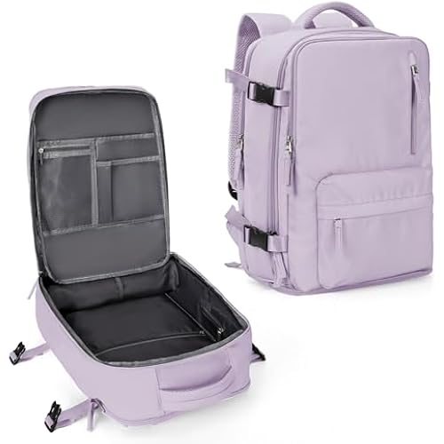 WONHOX Large Travel Backpack Women, Carry On Backpack,Hiking Laptop Backpack Waterproof Outdoor Sports Rucksack Casual Daypack (Purple)