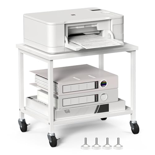 Nandae Mesa Impresora de 2 Niveles, Soporte para Impresora de Madera con 4 Ruedas, Mueble para Impresora, Estantería Escritorio Multiusos para fax, Uso en la Oficina en casa 30x42x37 cm