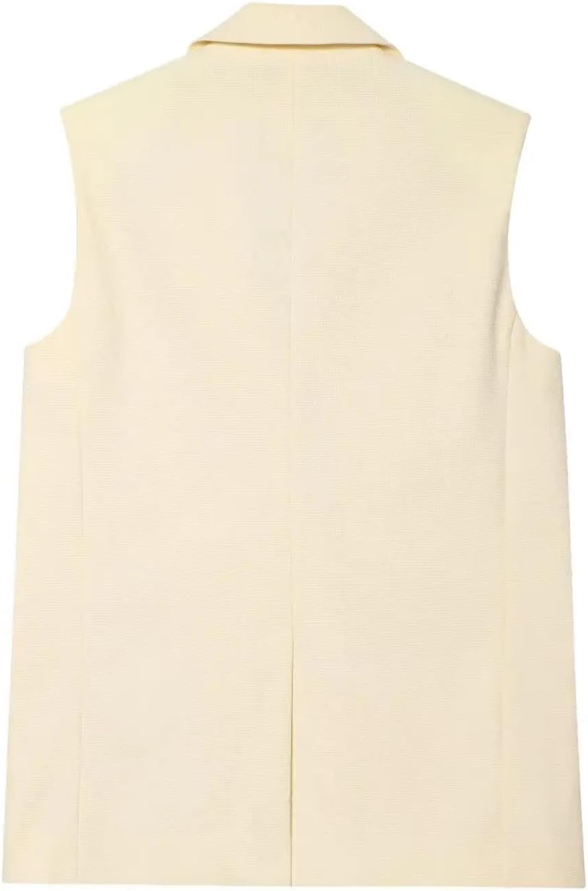 Womens Double Breasted Suit Set Loose Tank Top and High Waist Wide Leg Pants Solid Color Summer Outfit