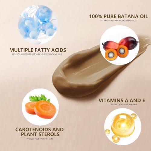 Image of 100% Natural Raw Batana Oil for Hair Growth, Unrefined & Organic Dr Sebi Hair Growth Oil From Honduras, Prevents Hair Loss, Eliminates Split Ends, Enhances Thickness 4.23 Fl Oz