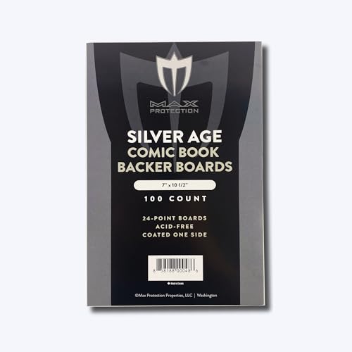 Max Protection Silver Age Comic Book Boards - 7" x 10-1/2" - Precision Cut, Coated and Buffered for Extra Protection (1000 Boards)