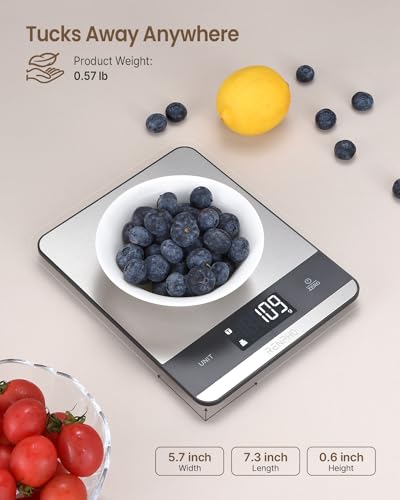 RENPHO High-Precision Kitchen Scales with 7 Measurement Units, Stainless Steel Digital Weighing Scales for Baking and Meal Prep, LCD Display Included - Image 5