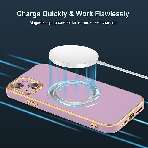 Coque iPhone 13 antichoc violette MagSafe résistant aux rayures de caméra