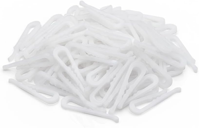 2Inch/50mm White Plastic Clothespins with Teeth-Plastic Small Fabric Shirt Alligator Clips Cloths Clothes Pins for Crafts Clothing/Sewing/Folding Tie/Securing Fabric/Cloth/Sock/Pant(100PCS)