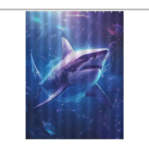 Rideau de douche tissu polyester imperméable 140x183 cm lavable motif requin