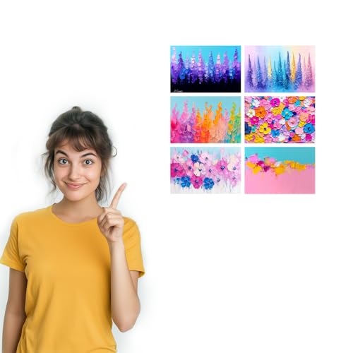 Image of SiddArtify Floral Wall Art Prints Set - Abstract Flower Poster Decor for Living Room Bedroom Office - Set of 2-4x6 Inch - Board (Pack of 6) - Sticker (Pack of 6)