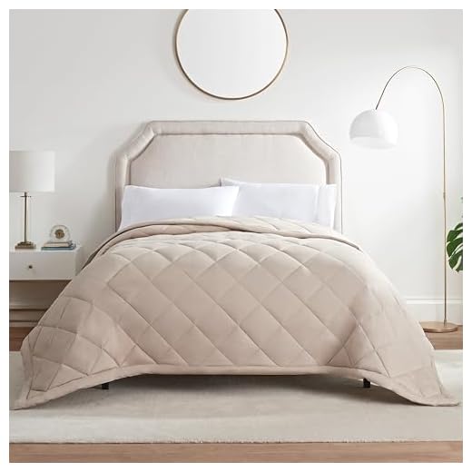 Serta Down Alt Quilt-Stitched Fiber Fill Down Alternative Blanket, Full/Queen, Linen