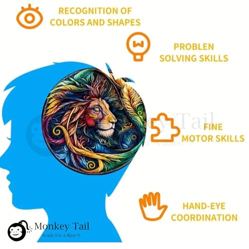 Image of MONKEYTAIL Whimsy Wooden Jigsaw Puzzle for Adults - Laser-Cut Pieces, 3D Puzzle Box as Birthday Gift for Boys & Girls - Brain Teaser, Home Decor & Family Game (VIBL, Size: Medium)