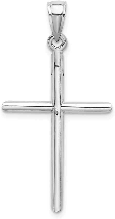 Solid 10k White Gold Tubular Cross Pendant Charm - Image 4