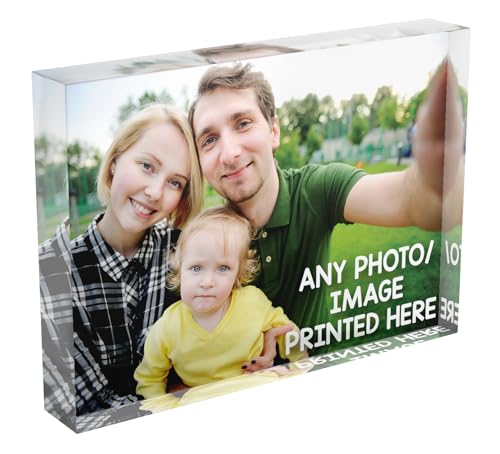 Shopagift Personalised Any Photo Image Custom Glass Crystal Block Photo Frame Freestanding Gift