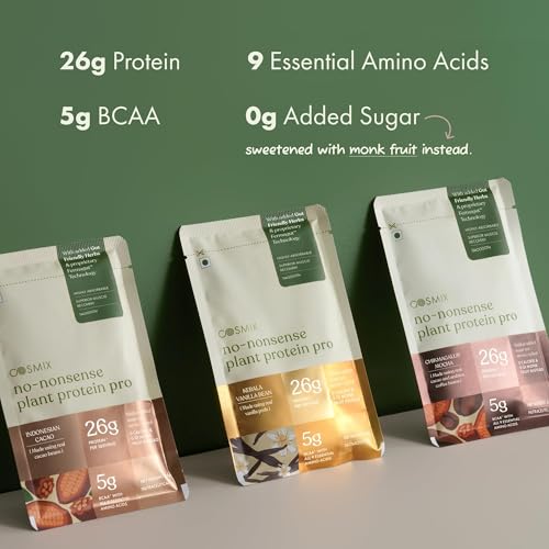 Image of Cosmix No-Nonsense Yeast Protein 38g Assorted (Pack of 5 Sachets) | 24g Protein /Serve | Chikmagalur Mocha, Indonesian Cacao, Kerala Vanilla Bean, Malnad Arabica Coffee, Apple Cinnamon | Easy to Digest