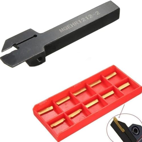 Enwye CNC-Bohrstangenhalter MGEHR1212-2 12 x 100 mm mit 10 Stück MGMN200-G-Hartmetalleinsätzen, Trennstahlhalter, Meißel-Durchstechplatten-Kits