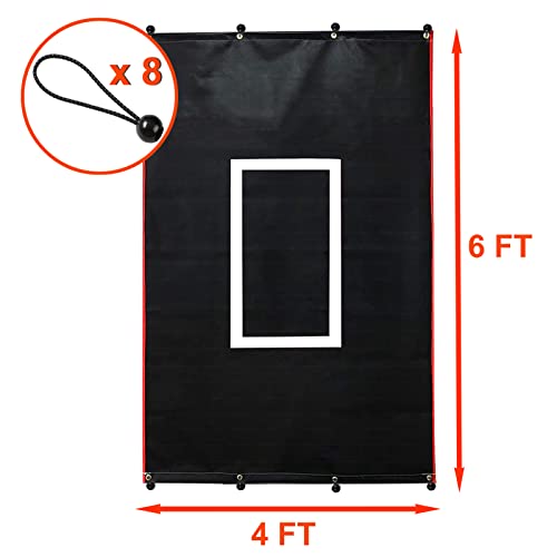 Mega Yu Neng Batting Cage Backstop,Baseball Backstop For Batting Cage,Rubber Vinyl Backstop With Strike Zone,Pitching Backstoptarget,Baseball Softball Pitcher Training Equipment 4X6Ft #TOP6