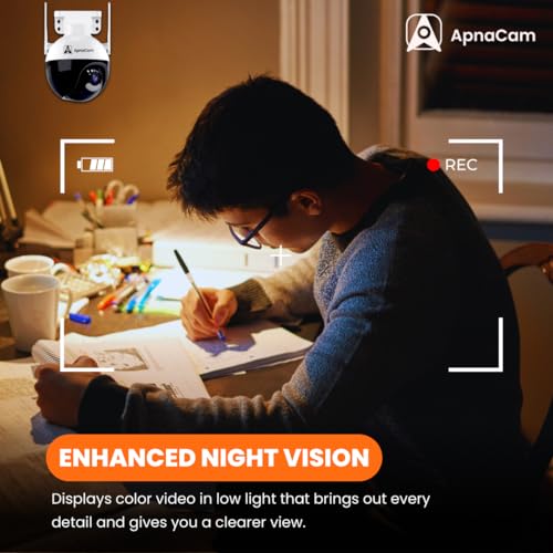 Image of ApnaCam WiFi Dome PTZ Wireless CCTV Camera | Alarm | Motion Alert | Color Night Vision Camera | SD Card Support | Two-Way Audio | 360 Pan & Tilt | Outdoor Security Camera