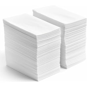 Linen Feel Disposable Napkins, Hand Towels for Bathroom, Weddings, Parties and Dinners, White, 200 Pack