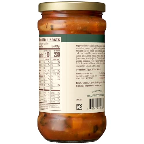 Rao's Homemade Soupe aux tortellini et légumes, 473,6 g, vrais légumes, soupe italienne traditionnelle chaude et de service – vue 3