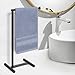 Livabber L-Shape Hand Towel Holder Stand, Metal Hand Towel Rack Modern Countertop Hand Towel Ring Standing Towel Bar for Bathroom Kitchen Vanity (Black)