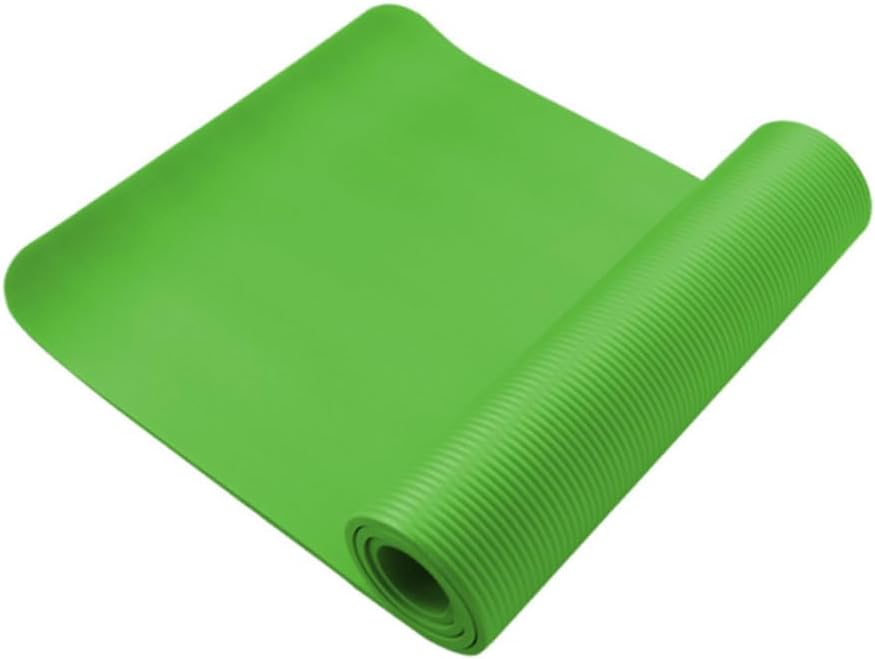 Mikinona Anti-tear Non-slip Nbr Yoga Mat with Moisture-resistant Texture for Pilates Fitness Workouts Large Exercise Mat with Carrying Strap in Fruit Green