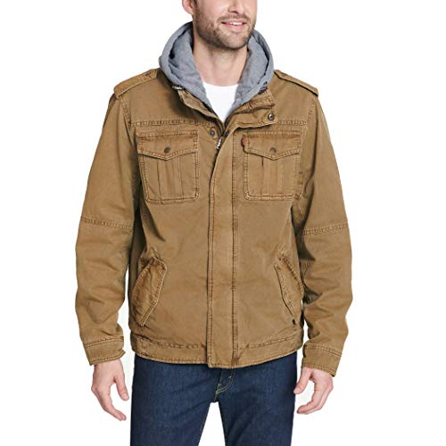 Image of Levi's Men's Washed Cotton Hooded Military Jacket (Regular & Big & Tall Sizes)