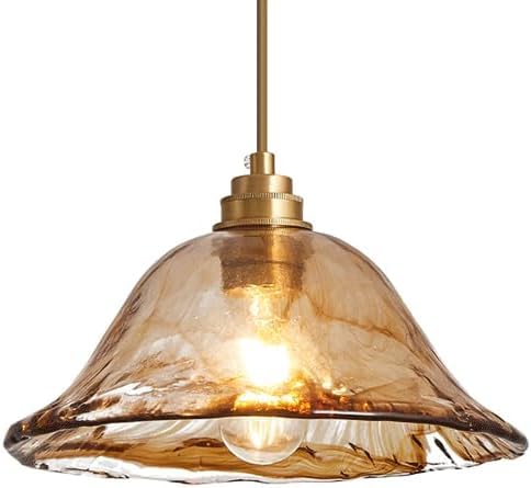Lampe Suspendue Moderne en Verre Ambré Style Wabi Sabi