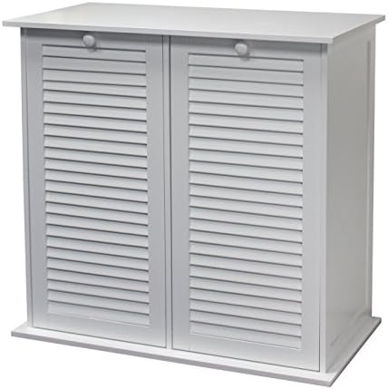 eHemco Dual Basket Tilt Out Laundry Sorter with 2 Removable Cotton Bags, White