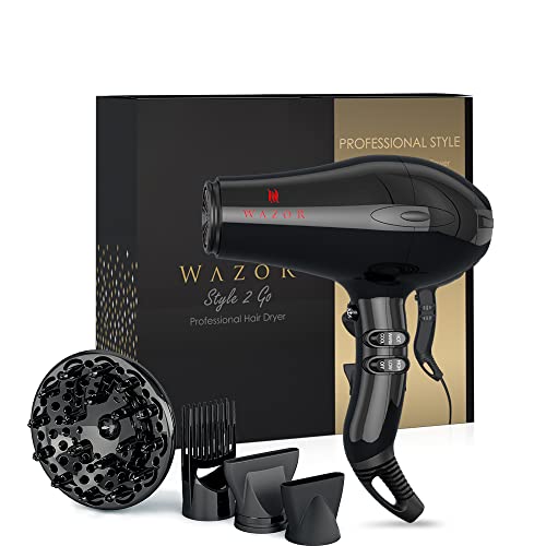 Professional Ionic Hair Dryer, 1875W Salon Blow Dryer With Powerful Ac Motor, 2 Speed And 3 Heat Settings For Fast Drying, Compact Hair Dryer With Diffuser & Comb & 2 Nozzles For Home Salon, Black #TOP15