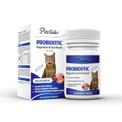Probiotics for Cats – Digestive Enzymes with Prebiotics for Gut Health, Constipation & Diarrhea Relief, Immune & Itch Support