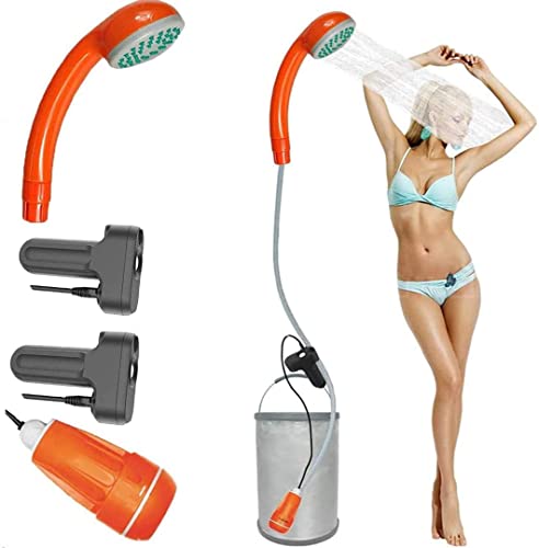  FLYFISH Doccia da Campeggio Portatile soffione Campeggio con Uno batterie Ricaricabili USB e Batteria Integrata 2200mAH for Viaggio (2 Recharge Batteries Filter Shower)