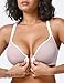 Upushall Racerback Bras for Women Mesh Front Closure Plunge See Through Unlined Sheer Underwire Bra White 40 C