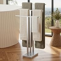 KES Towel Rail Freestanding with Marble Base, 3-Tier Bathroom Towel Rail Towel Stand, SUS304 Stainless Steel Brushed Finish, BTH217S3-2
