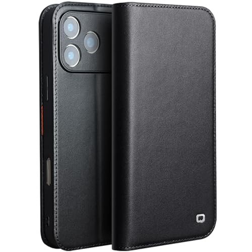 Coque iPhone 17 anti-rayures protégeant l'écran grâce au rabat portefeuille cuir