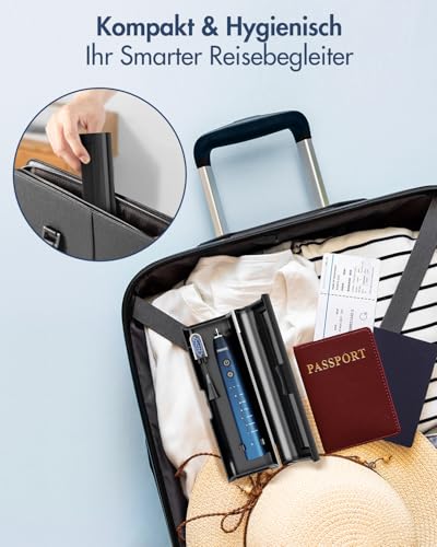 Elektrische Zahnbürste, Schallzahnbürste, Zahnbürste Elektrisch Mit 6 Modi 3 Intensitäten, 40000VPM, IPX7, Zahnbürste Mit 90 Tagen Akkulaufzeit Und Timer, Reisezahnbürste, Blau – Bild 3