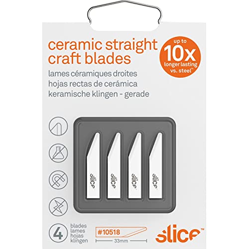 Slice 10518 Ceramic Craft Knife Cutting Blades, Ceramic, Finger Friendly, Rounded Tip, Lasts 11x Longer than Metal