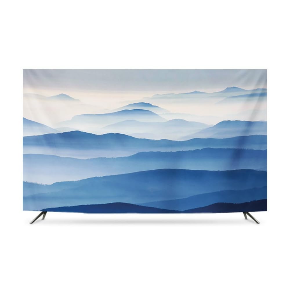 Ekrany 32-80 cali Miękka tkanina poliestrowa Telewizory Osłona ekranu Malowanie krajobrazu Salon(Mountain,49-52inch)