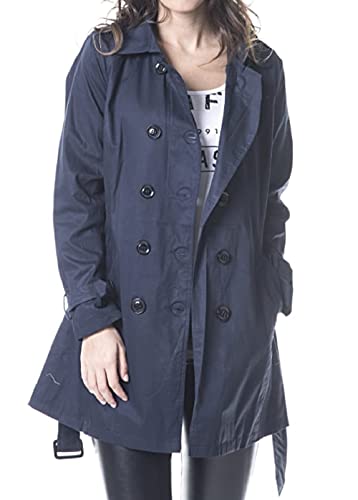 Sobretudo Casaco Feminino Trench Coat Com Cinto (Azul, GG)