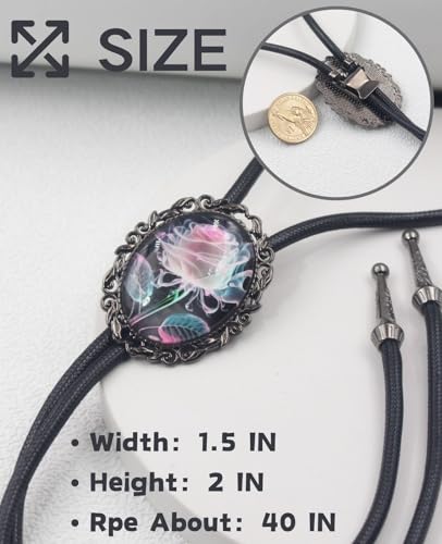 Image of PEARLY JUN Bolo Tie for Women Men Flower Rose Western Cowboy Brown Leather Country Style String Vest Gifts