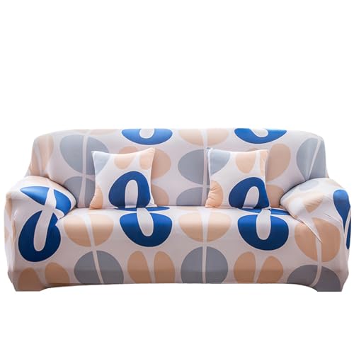 Funda Sofa 3 Plazas Azul Gris Funda De Sofá Elástica En Spandex,Antideslizante,Protector Sofa Gatos Arañazo Y Perros Mascotas,Funda Sofá Estampadas