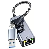 Ethernet to USB Adapter, 1Gbps USB to RJ45 Gigabit LAN, USB 3.0 Ethernet Adapter Compatibility 10/100/1000Mbps. Compatible with Laptops, PC, Mac OS, Linux and More