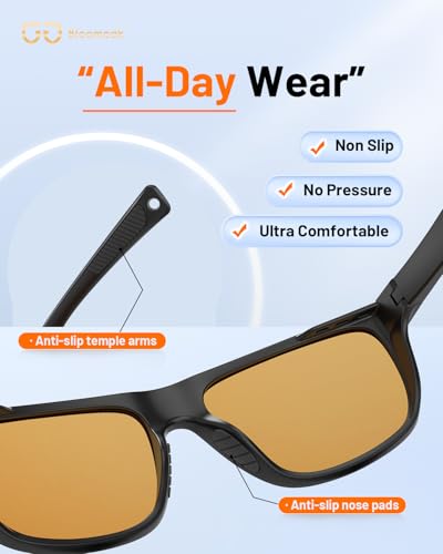 Image of Bloomoak Orange Blue-Light Glasses, 99% Filter Lens Sleep, Dual-AR Anti-Glare UV400, Headset-Friendly Straight Temples /XL