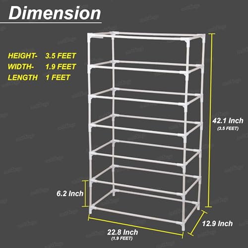 Image of Zest 4 Toyz 6 Shelf Shoe Rack for Home with Zip Door Cover & Side Pockets Shoe Stand Multipurpose Storage Rack for Footwear Toys Clothes with Dustproof Cover (Grey)