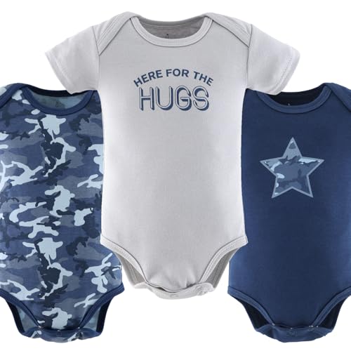 The Peanutshell Baby Boy Short Sleeve Bodysuits - 100% Cotton Outfits for Boys, Sizes 0-24 Months - Blue Camo 5